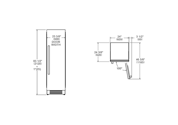 60 cm Built-in Refrigerator Column Stainless Steel | Bertazzoni